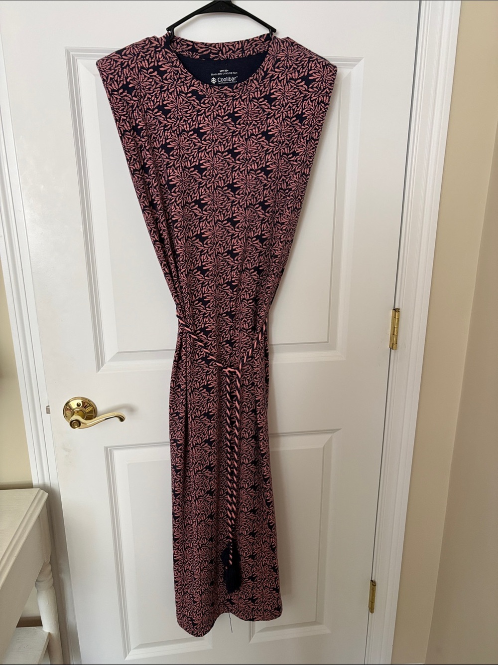 Coolibar Black Maxi Dress with Pink Leaf Print
